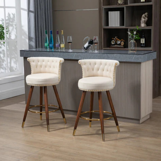 COOLMORE Swivel Bar Stools with Backrest Footrest ，with a fixed height of 360 degrees-海智集-Default-