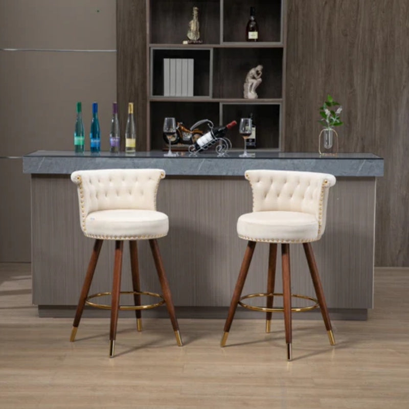 COOLMORE Swivel Bar Stools with Backrest Footrest ，with a fixed height of 360 degrees-海智集-Default-
