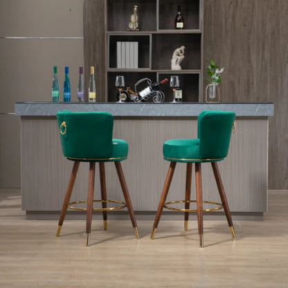 COOLMORE Counter Height Bar Stools Set of 2 for Kitchen Counter Solid Wood Legs with a fixed height of 360 degrees-海智集-Default-
