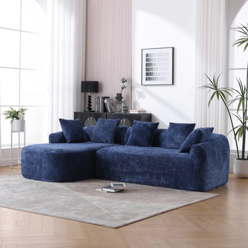 COOLMORE Boucle Sofa 3 Seater for Living Room Oversized Comfy Sofa L-Shape Sofa Couch with Chaise Home Furniture Sleeper Sectional Sofa for Apartment, Office Left Hand Facing (Blue)-海智集-Default-