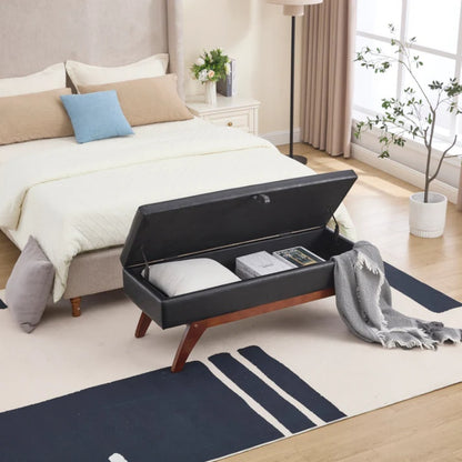 COOLMORE Teddy wool fabric, solid wood feet for solid weighing, and bed end stool with storage function-海智集-Default-