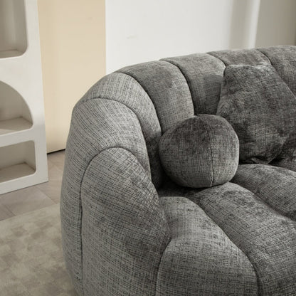 Durable Comfort High Back Bean Bag Sofa Lounger for Adults and Kids, Gray Chenille-海智集-Default-