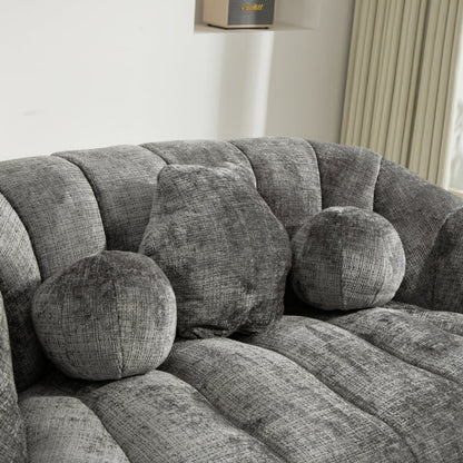 Durable Comfort High Back Bean Bag Sofa Lounger for Adults and Kids, Gray Chenille-海智集-Default-