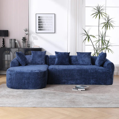 COOLMORE Boucle Sofa 3 Seater for Living Room Oversized Comfy Sofa L-Shape Sofa Couch with Chaise Home Furniture Sleeper Sectional Sofa for Apartment, Office Left Hand Facing (Blue)-海智集-Default-