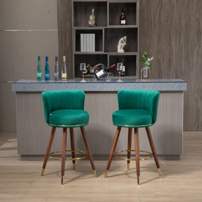 COOLMORE Counter Height Bar Stools Set of 2 for Kitchen Counter Solid Wood Legs with a fixed height of 360 degrees-海智集-Default-