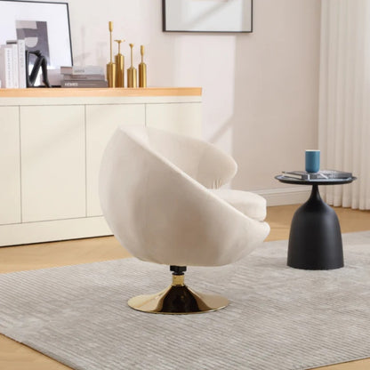 360 Degree Swivel Cuddle Barrel Accent Chairs, Round Armchairs with Wide Upholstered, Fluffy Fabric Chair for Living Room, Bedroom, Office, Waiting Rooms-海智集-Default-