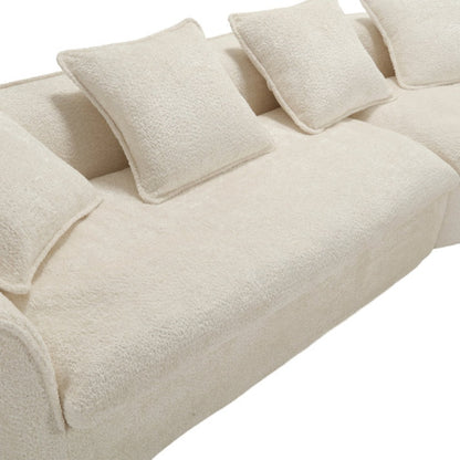 COOLMORE Boucle Sofa 3 Seater for Living Room Oversized Comfy Sofa unique double seat and corner construction for Apartment, Office Right Hand Facing (Beige)-海智集-Default-