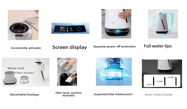 Pure smart humidifier, home bedroom fog-free sterilization humidifier, air purifier, desktop light sound-海智集-