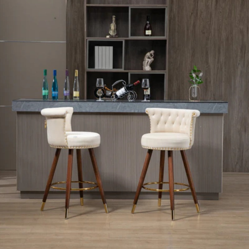 COOLMORE Swivel Bar Stools with Backrest Footrest ，with a fixed height of 360 degrees-海智集-Default-