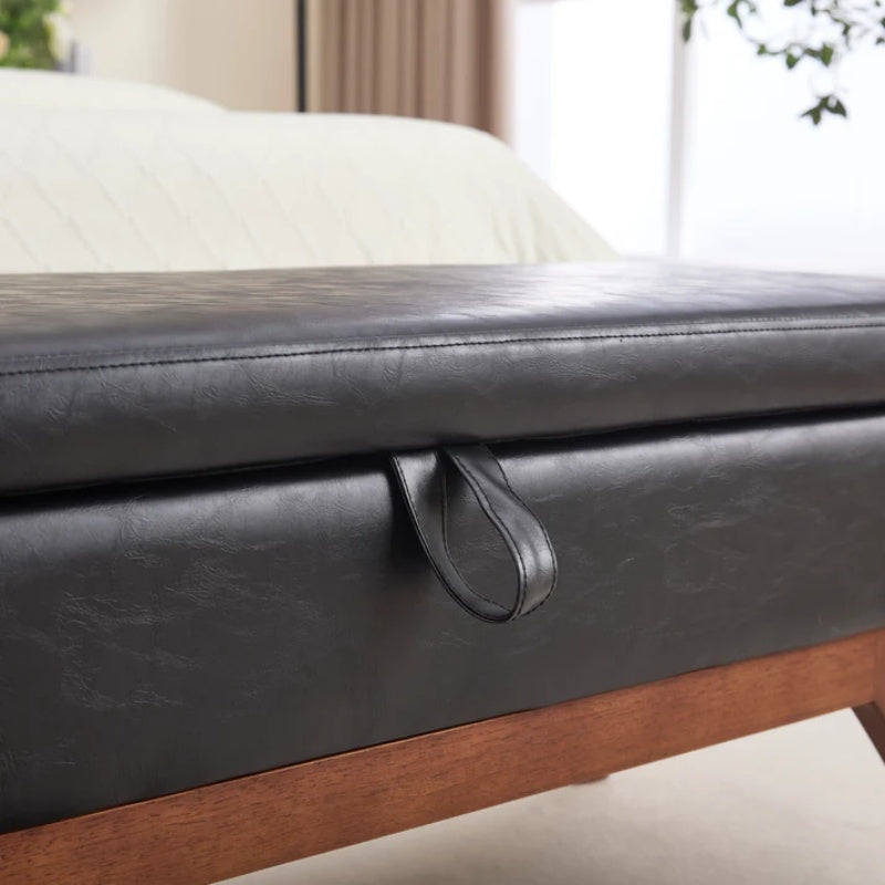 COOLMORE Teddy wool fabric, solid wood feet for solid weighing, and bed end stool with storage function-海智集-Default-