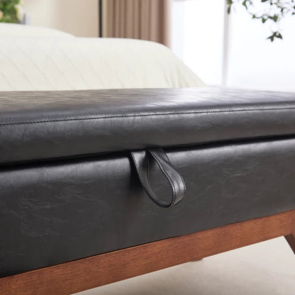 COOLMORE Teddy wool fabric, solid wood feet for solid weighing, and bed end stool with storage function-海智集-Default-