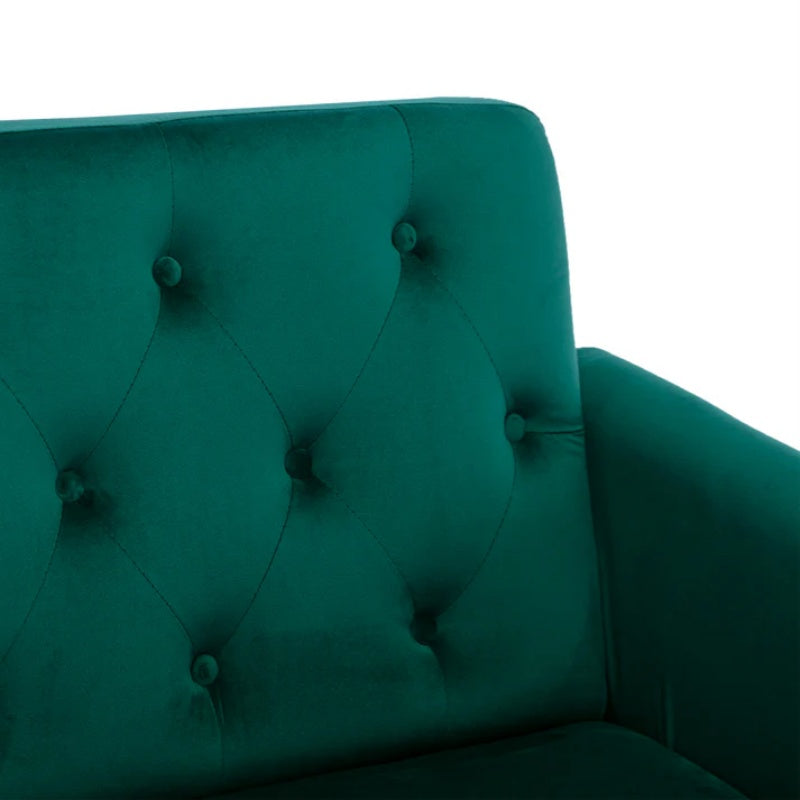 COOLMORE Velvet Accent Chair with Adjustable Armrests and Backrest, Button Tufted Lounge Chair, Single Recliner Armchair with Ottoman-海智集-Default-