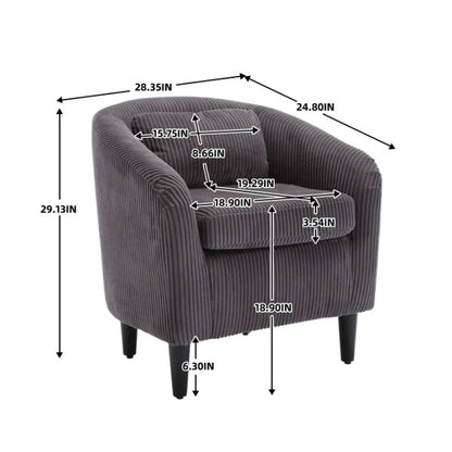COOLMORE Living Room Accent Barrel Chair, Century Modern Style Decorative Chair, Armchair for Living Room with Thick Cushions and Pillows, Comfy Single Sofa Chair, Chair with Wooden Legs,dark grey-海智集-Default-