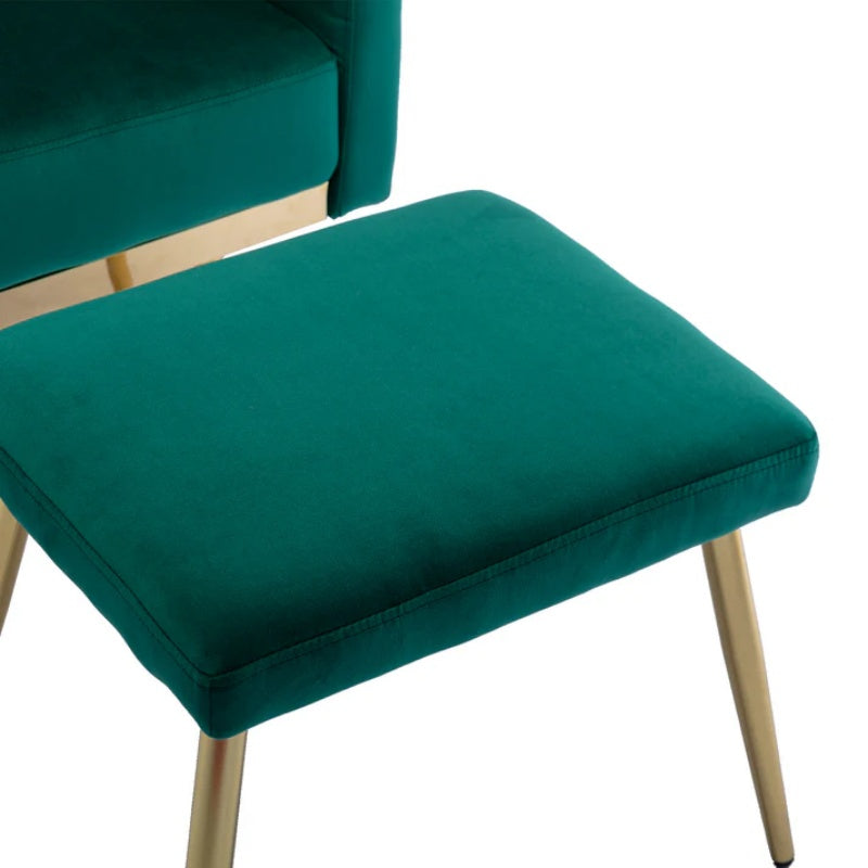 COOLMORE Velvet Accent Chair with Adjustable Armrests and Backrest, Button Tufted Lounge Chair, Single Recliner Armchair with Ottoman-海智集-Default-