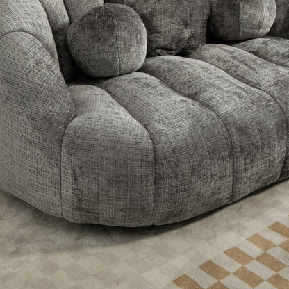 Durable Comfort High Back Bean Bag Sofa Lounger for Adults and Kids, Gray Chenille-海智集-Default-