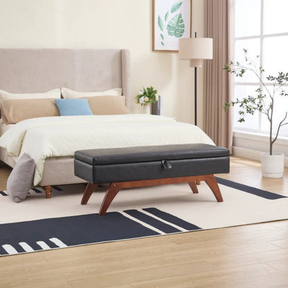 COOLMORE Teddy wool fabric, solid wood feet for solid weighing, and bed end stool with storage function-海智集-Default-