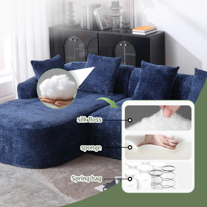 COOLMORE Boucle Sofa 3 Seater for Living Room Oversized Comfy Sofa L-Shape Sofa Couch with Chaise Home Furniture Sleeper Sectional Sofa for Apartment, Office Left Hand Facing (Blue)-海智集-Default-