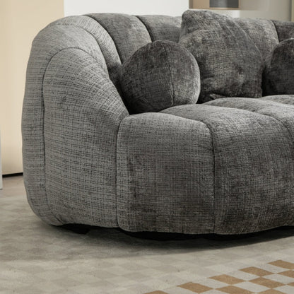 Durable Comfort High Back Bean Bag Sofa Lounger for Adults and Kids, Gray Chenille-海智集-Default-
