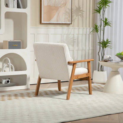 Leisure Chair with Solid Wood Armrest and Feet, Leisure chair, wood frame, velvet, l, solid rubber wood legs, Mid-Century Modern Accent chair, for Living Room Bedroom Studio chair-海智集-Default-