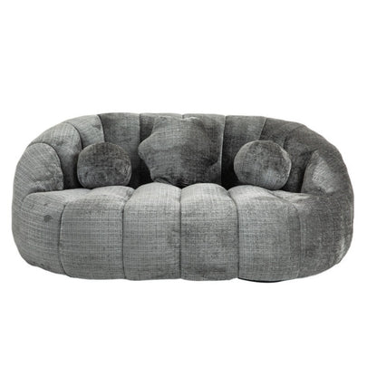 Durable Comfort High Back Bean Bag Sofa Lounger for Adults and Kids, Gray Chenille-海智集-Default-