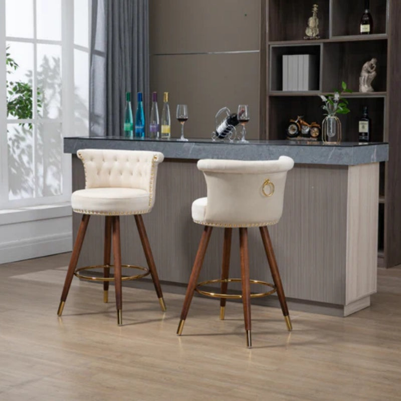 COOLMORE Swivel Bar Stools with Backrest Footrest ，with a fixed height of 360 degrees-海智集-Default-