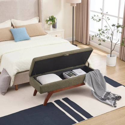 COOLMORE Teddy wool fabric, solid wood feet for solid weighing, and bed end stool with storage function-海智集-Default-
