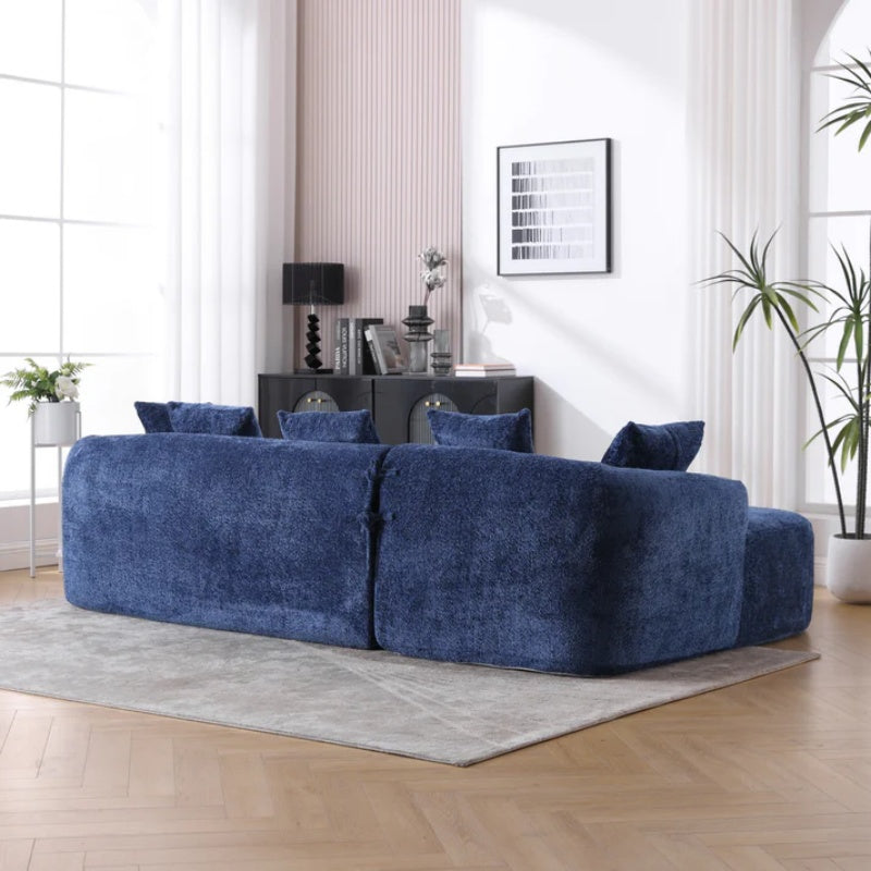 COOLMORE Boucle Sofa 3 Seater for Living Room Oversized Comfy Sofa L-Shape Sofa Couch with Chaise Home Furniture Sleeper Sectional Sofa for Apartment, Office Left Hand Facing (Blue)-海智集-Default-