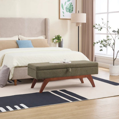 COOLMORE Teddy wool fabric, solid wood feet for solid weighing, and bed end stool with storage function-海智集-Default-
