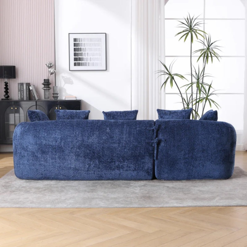 COOLMORE Boucle Sofa 3 Seater for Living Room Oversized Comfy Sofa L-Shape Sofa Couch with Chaise Home Furniture Sleeper Sectional Sofa for Apartment, Office Left Hand Facing (Blue)-海智集-Default-