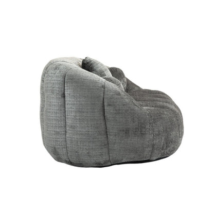 Durable Comfort High Back Bean Bag Sofa Lounger for Adults and Kids, Gray Chenille-海智集-Default-