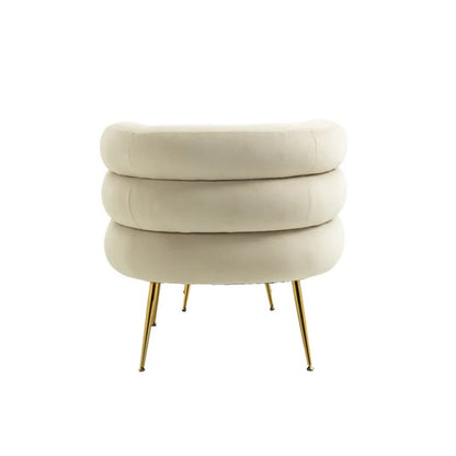 COOLMORE Upholstered Velvet Barrel Accent Chair with Ottoman,Accent Comfy Lounge Arm Chair and Footrest Stool Set,Single Sofa Armchair with Lounge Seat for Bedroom,Office (Beige)-海智集-Default-