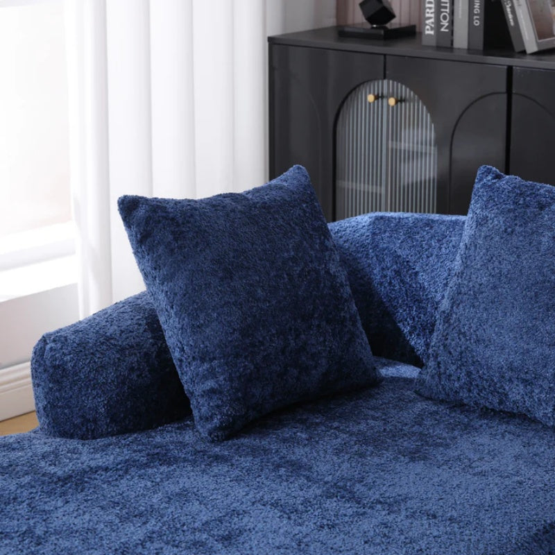 COOLMORE Boucle Sofa 3 Seater for Living Room Oversized Comfy Sofa L-Shape Sofa Couch with Chaise Home Furniture Sleeper Sectional Sofa for Apartment, Office Left Hand Facing (Blue)-海智集-Default-