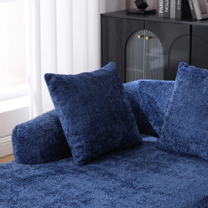 COOLMORE Boucle Sofa 3 Seater for Living Room Oversized Comfy Sofa L-Shape Sofa Couch with Chaise Home Furniture Sleeper Sectional Sofa for Apartment, Office Left Hand Facing (Blue)-海智集-Default-