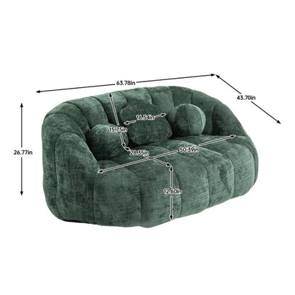 Bean Bag Sofa Lazy Sofa Durable Comfort Lounger High Back Bean Bag Chair Couch for Adults and Kids, Emerald Chenille-海智集-Default-