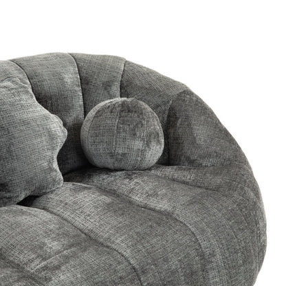 Durable Comfort High Back Bean Bag Sofa Lounger for Adults and Kids, Gray Chenille-海智集-Default-
