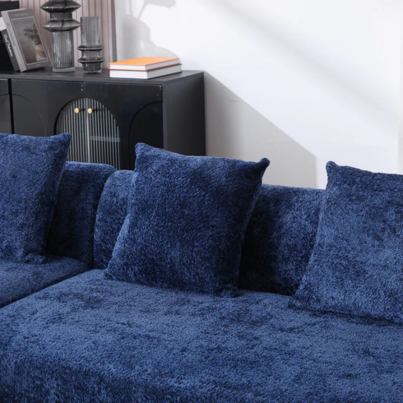 COOLMORE Boucle Sofa 3 Seater for Living Room Oversized Comfy Sofa L-Shape Sofa Couch with Chaise Home Furniture Sleeper Sectional Sofa for Apartment, Office Left Hand Facing (Blue)-海智集-Default-