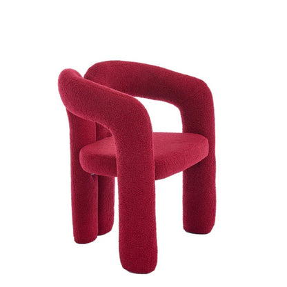 Contemporary Upholstered Accent/Dining Chair Set of 2 - Red Teddy Velvet Fabric with Sturdy Steel Frame-海智集-Default-