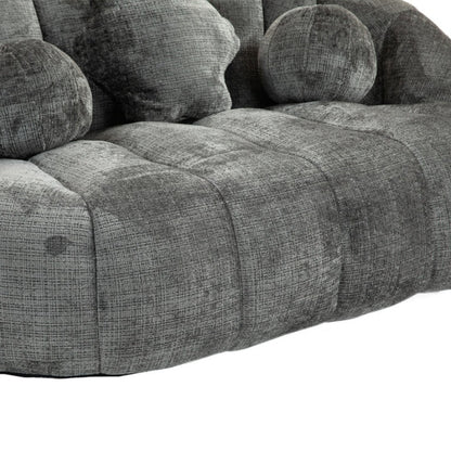 Durable Comfort High Back Bean Bag Sofa Lounger for Adults and Kids, Gray Chenille-海智集-Default-