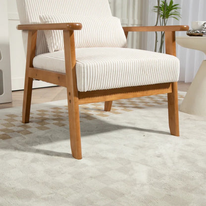 Leisure Chair with Solid Wood Armrest and Feet, Leisure chair, wood frame, velvet, l, solid rubber wood legs, Mid-Century Modern Accent chair, for Living Room Bedroom Studio chair-海智集-Default-