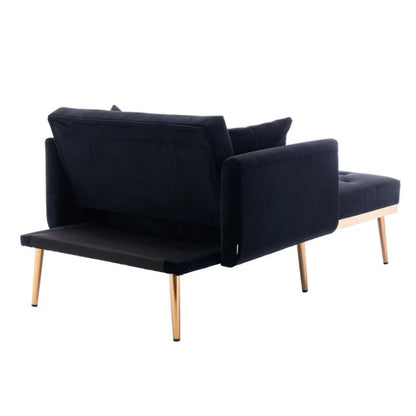 COOLMORE fashionable and classic style chaise lounge chair / accent chair for Living Room, bedroom (Black Velvet)-海智集-Default-