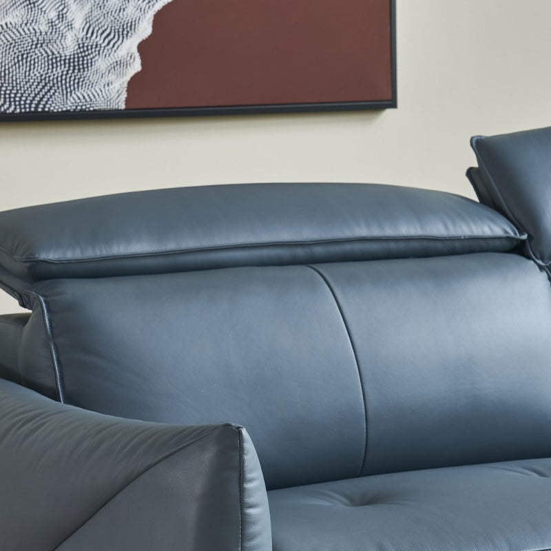 The deep blue sofa is suitable for the bedroom and living room. It is made of comfortable leather, Italian style, soft and modern-海智集-