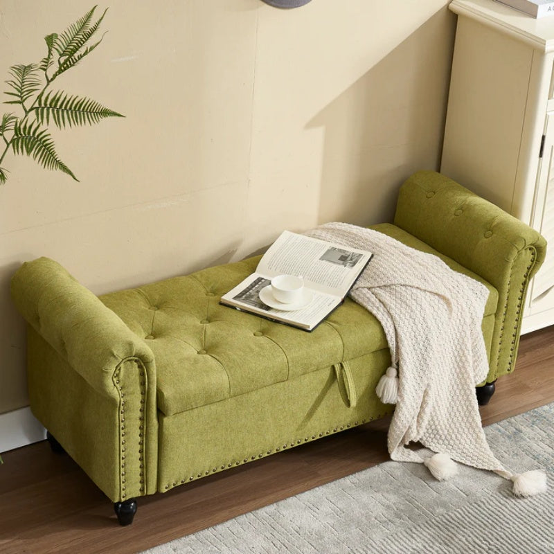 Coolmore Storage Ottoman 55.12 Inches Upholstered Fabric Storage Ottoman Bench,Button Tufted Ottoman with Storage for Living Room,Bedroom End of Bed Bench Withstands 275lbs-海智集-Default-