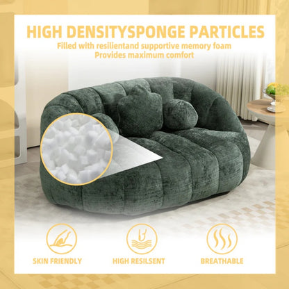 Bean Bag Sofa Lazy Sofa Durable Comfort Lounger High Back Bean Bag Chair Couch for Adults and Kids, Emerald Chenille-海智集-Default-