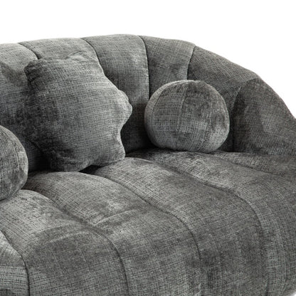 Durable Comfort High Back Bean Bag Sofa Lounger for Adults and Kids, Gray Chenille-海智集-Default-