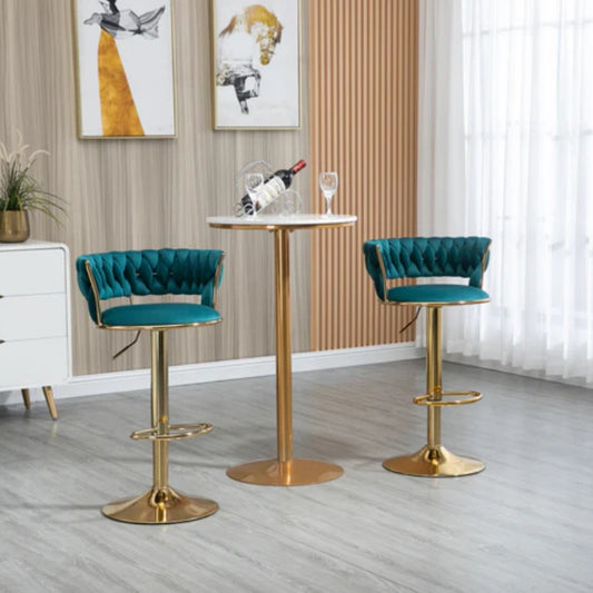 COOLMORE Swivel Bar Stools Set of 2 Adjustable Counter Height Chairs with Footrest for Kitchen, Dining Room 2PC/SET-海智集-Default-