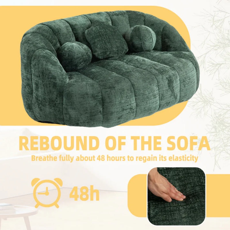 Bean Bag Sofa Lazy Sofa Durable Comfort Lounger High Back Bean Bag Chair Couch for Adults and Kids, Emerald Chenille-海智集-Default-