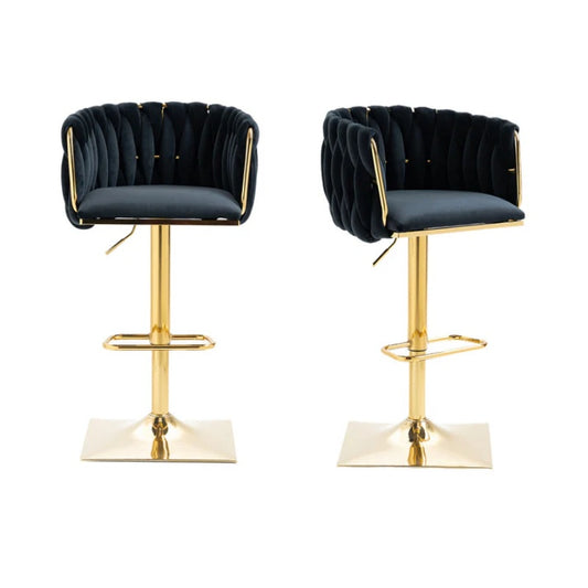 COOLMORE Vintage Bar Stools with Back and Footrest Counter Height Dining Chairs 2PC/SET-海智集-Default-