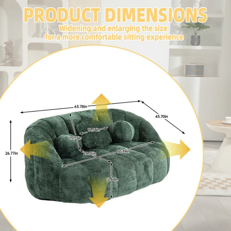 Bean Bag Sofa Lazy Sofa Durable Comfort Lounger High Back Bean Bag Chair Couch for Adults and Kids, Emerald Chenille-海智集-Default-
