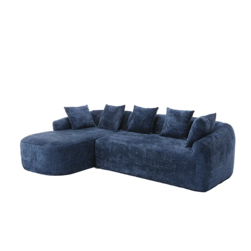 COOLMORE Boucle Sofa 3 Seater for Living Room Oversized Comfy Sofa L-Shape Sofa Couch with Chaise Home Furniture Sleeper Sectional Sofa for Apartment, Office Left Hand Facing (Blue)-海智集-Default-