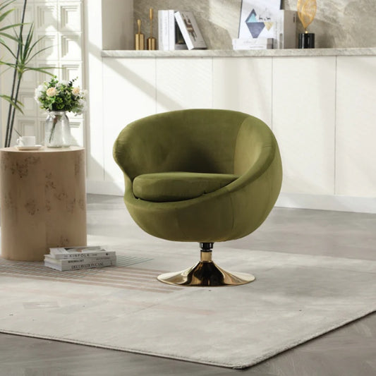 360 Degree Swivel Cuddle Barrel Accent Chairs, Round Armchairs with Wide Upholstered, Fluffy Fabric Chair for Living Room, Bedroom, Office, Waiting Rooms-海智集-Default-